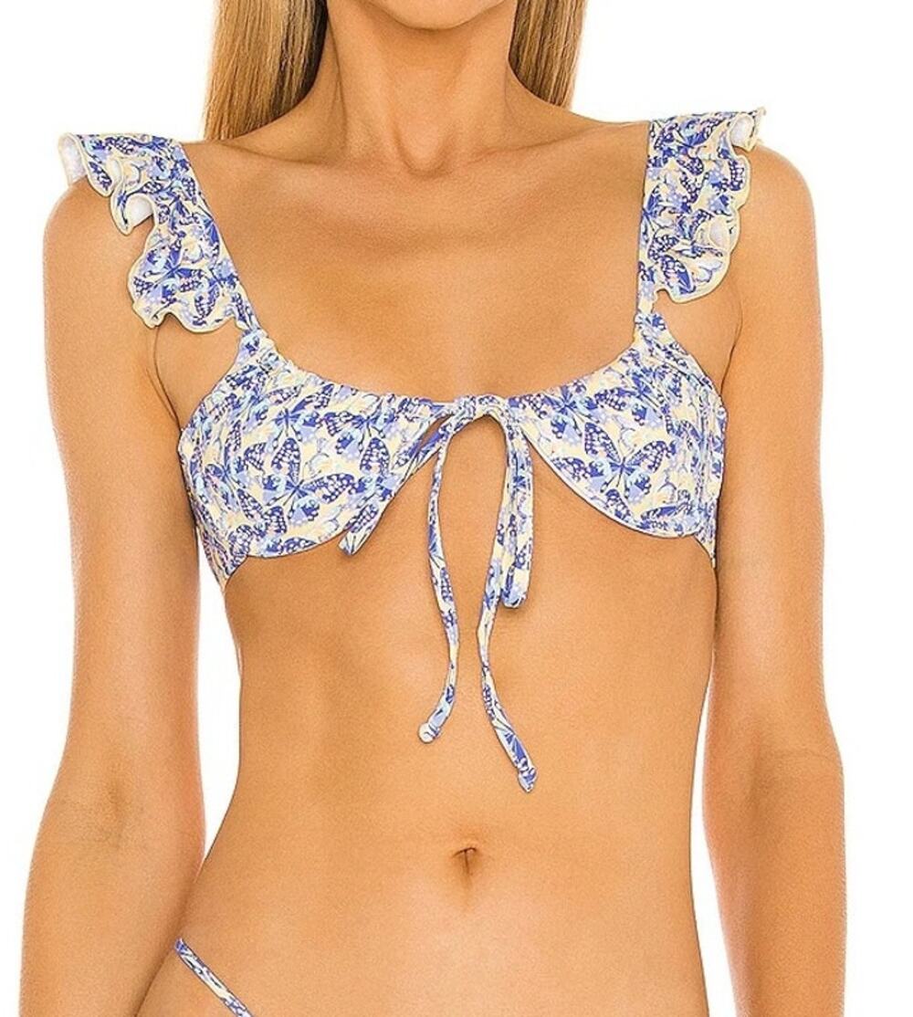 Frankies Bikinis Birdie Bikini Top Monarch Butterfly Size L $110